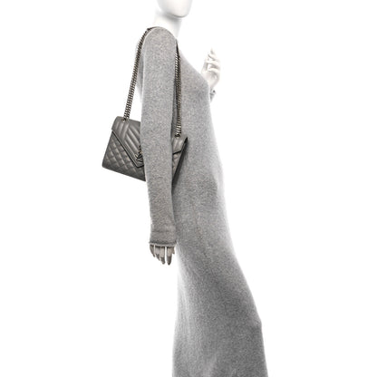 Saint Laurent Grain De Poudre Textured Mixed Matelasse Medium Triquilt Monogram Satchel  New Stone Grey 2 of 12