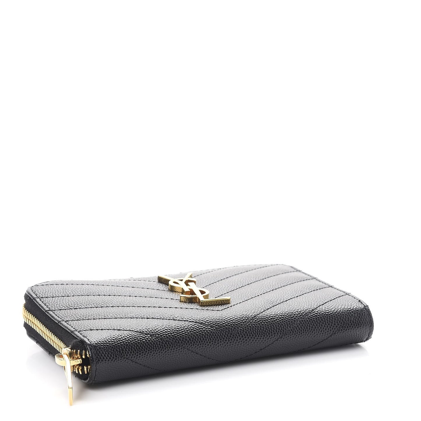 Grain De Poudre Matelasse Chevron Monogram Zip Around Wallet Black