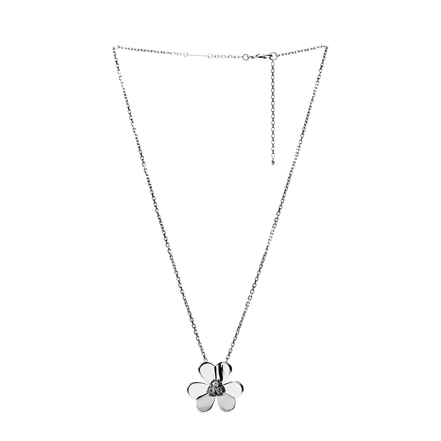 18K White Gold Diamond Large Frivole Pendant Necklace