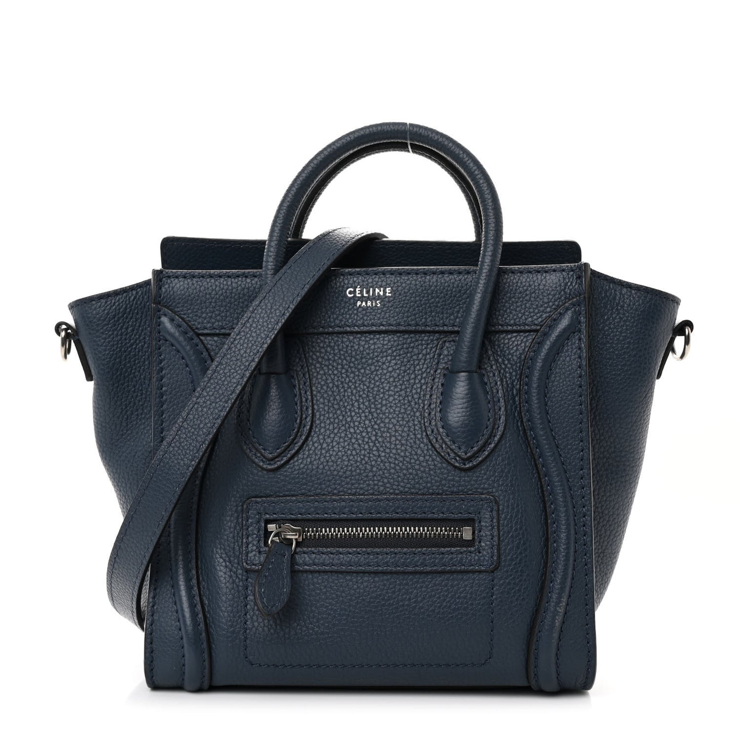 Drummed Calfskin Nano Luggage Navy Blue