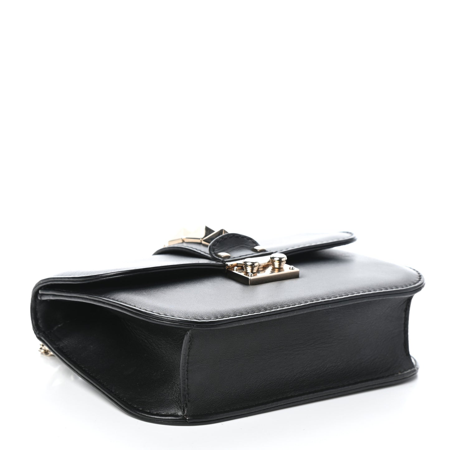 Vitello Small Glam Lock Rockstud Flap Black