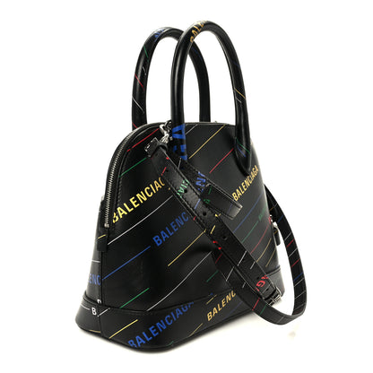 Balenciaga Calfskin Logo Print S Ville Top Handle Bag Black Multicolor 3 of 10