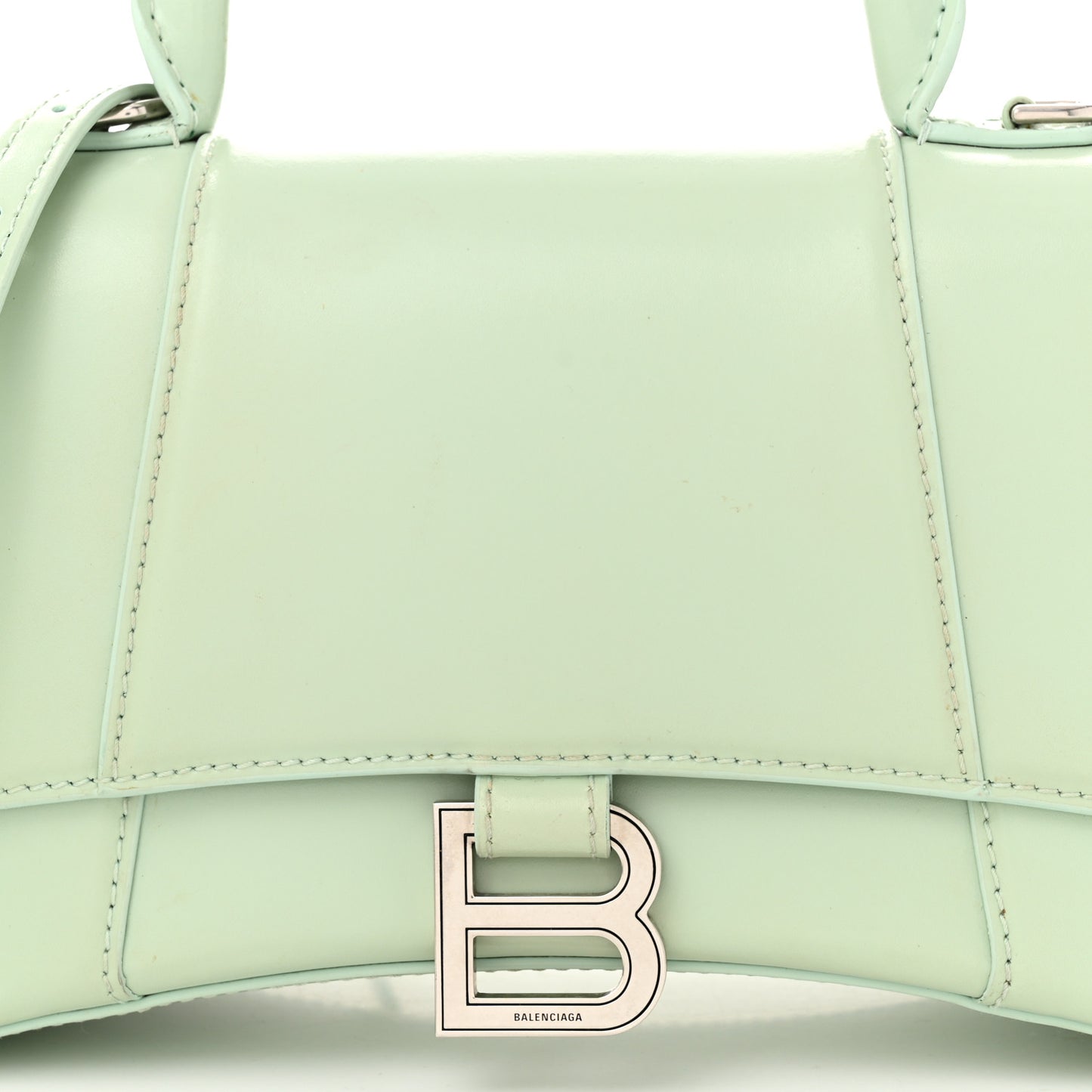 Shiny Box Calfskin Small Hourglass Top Handle Bag Light Green