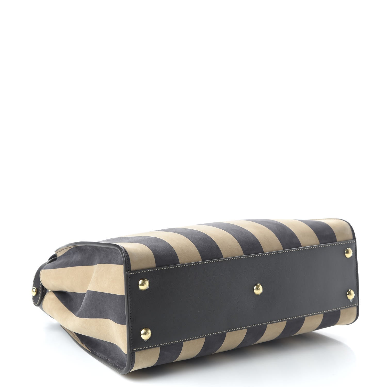 Fendi Vitello Nabuk Seta Pequin Medium Peekaboo Iconic Satchel Tobacco Moro Ebano 4 of 10