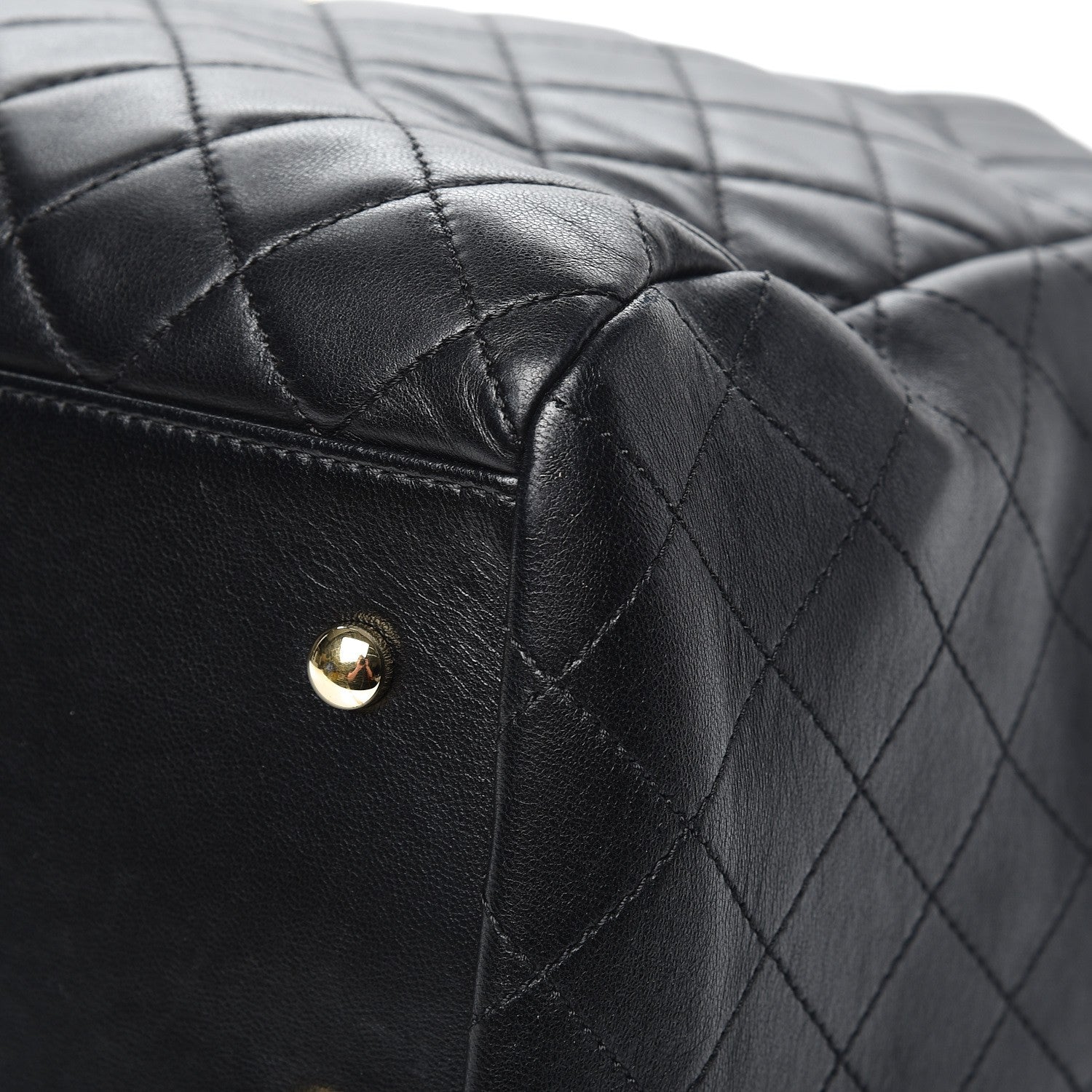 Chanel Lambskin Quilted Large Drawstring Bag Black 10 of 13