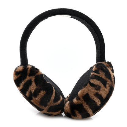 Fendi Shearling FF Logo Earmuffs Tobacco 1 of 5