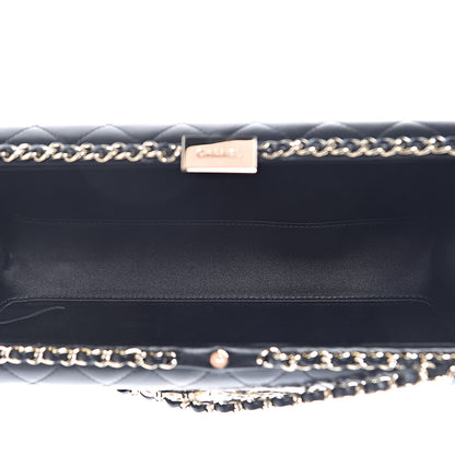 Chanel Lambskin Quilted Pearl Crystal Chain Around Clutch Black 5 of 10
