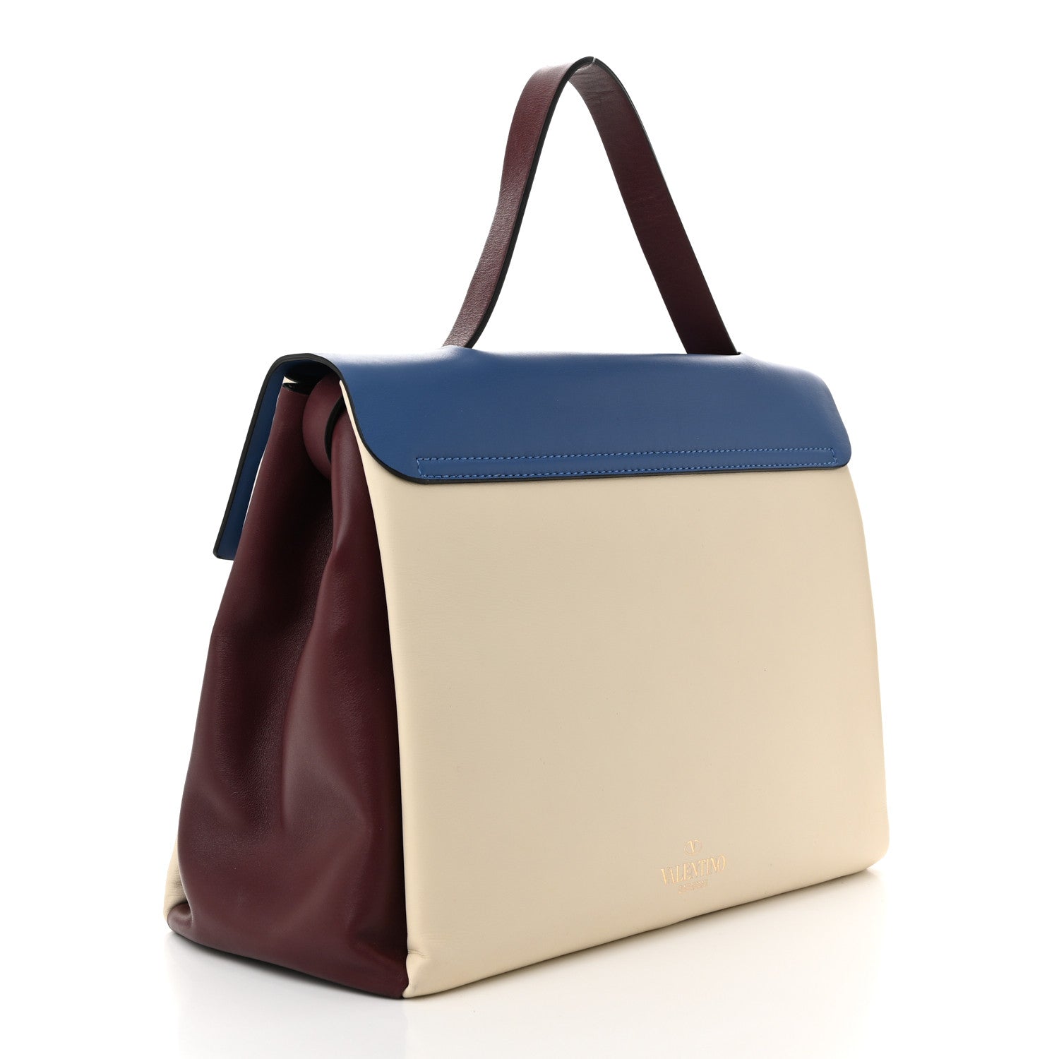 Valentino Garavani Calfskin Colorblock Mime Single Handle Bag Ruby Marine 3 of 10