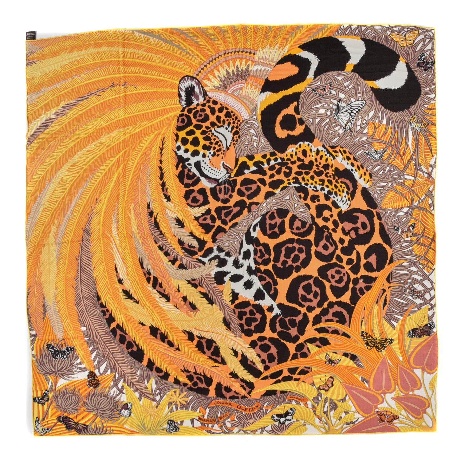 Hermes Cashmere Silk Jaguar Quetzal Shawl 140 1 of 5