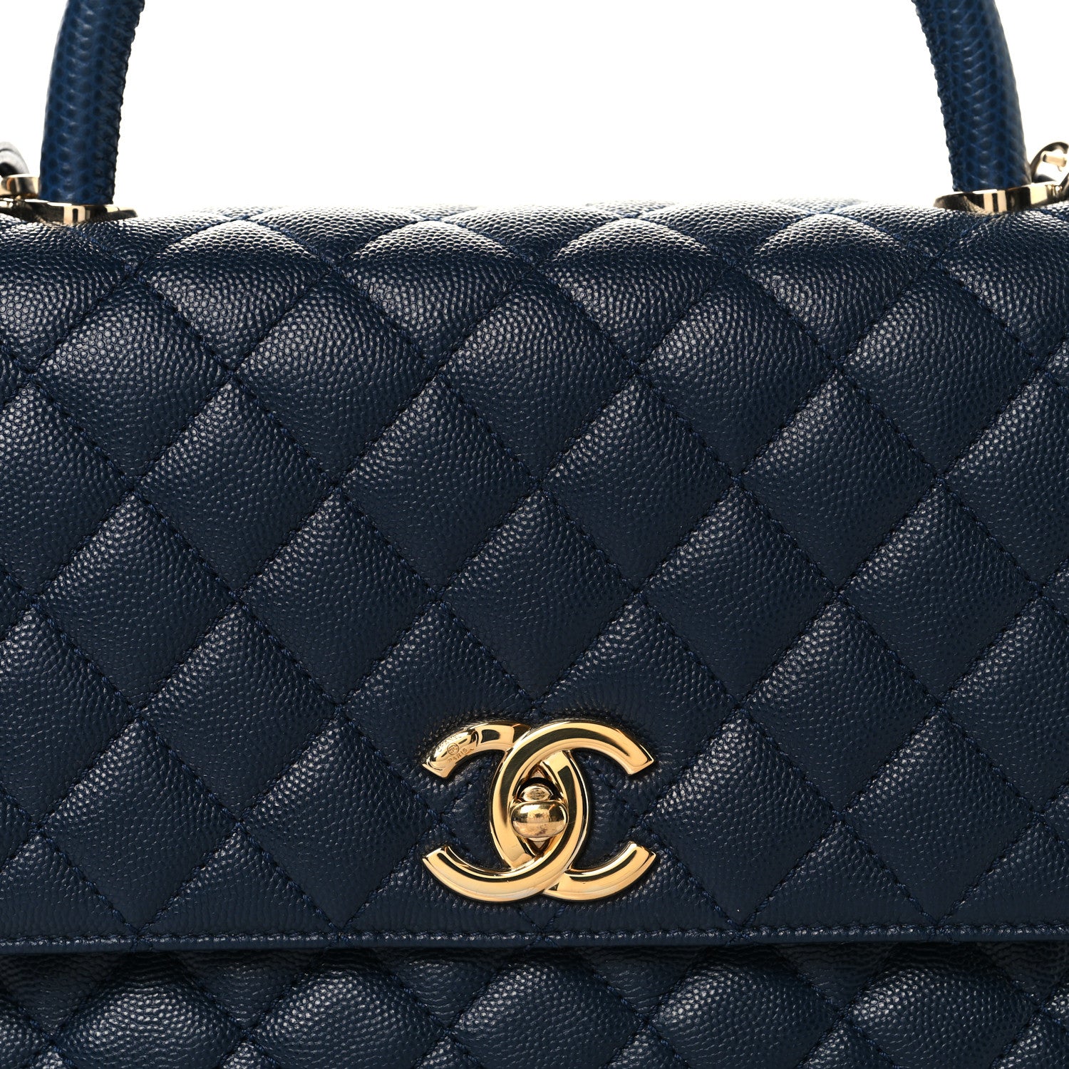 Chanel Caviar Lizard Embossed Quilted Small Coco Handle Flap Navy Blue 8 of 10