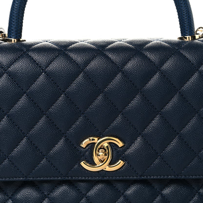 Chanel Caviar Lizard Embossed Quilted Small Coco Handle Flap Navy Blue 8 of 10