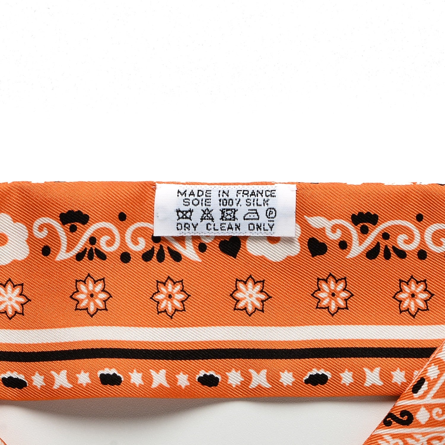 Hermes Silk Peuple Du Vent Bandana Twilly Orange Noir Blanc 3 of 5