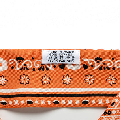 Hermes Silk Peuple Du Vent Bandana Twilly Orange Noir Blanc 3 of 5