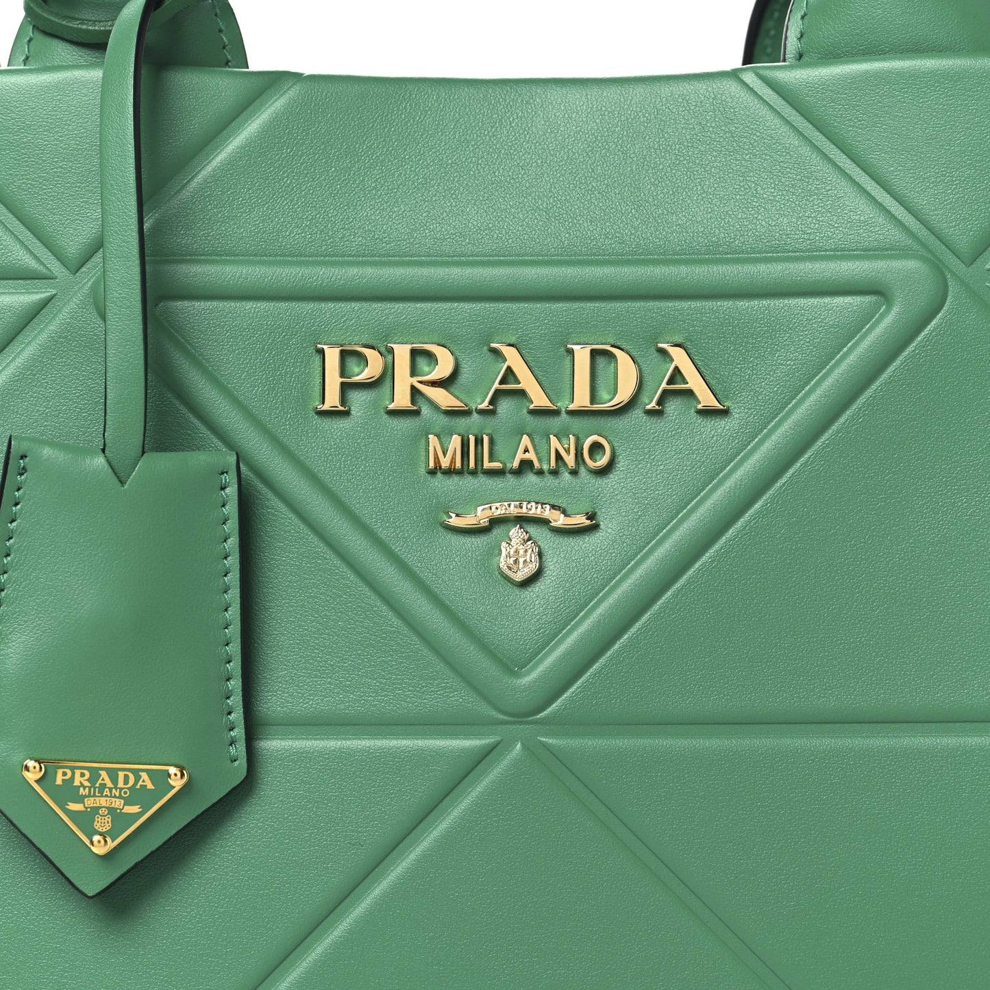 Soft Calfskin Triangolo Symbole Embossed Small Tote Mango