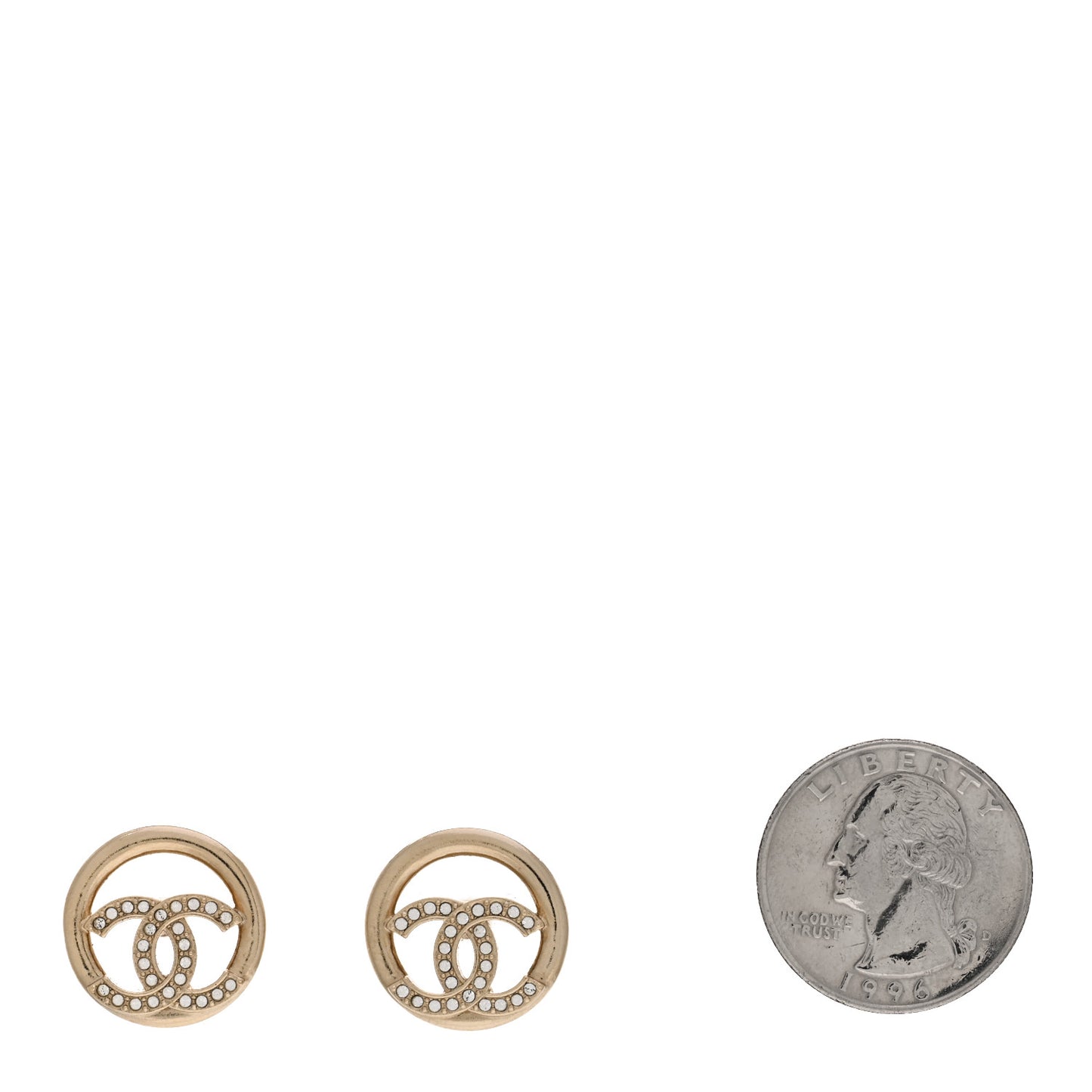 Crystal CC Round Earrings Gold