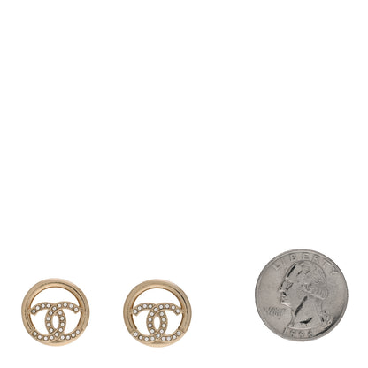Chanel Crystal CC Round Earrings Gold 2 of 5