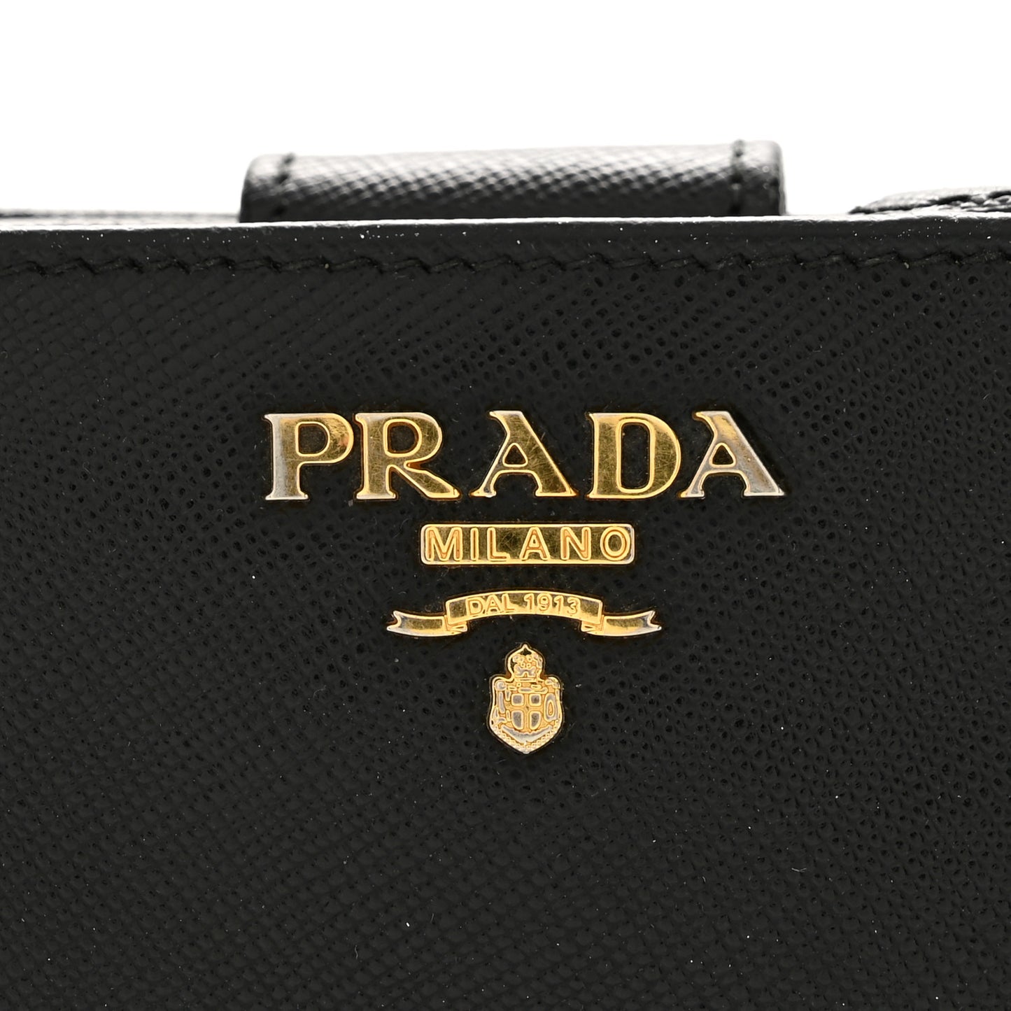 Saffiano Metal Compact Zip Around Wallet Black