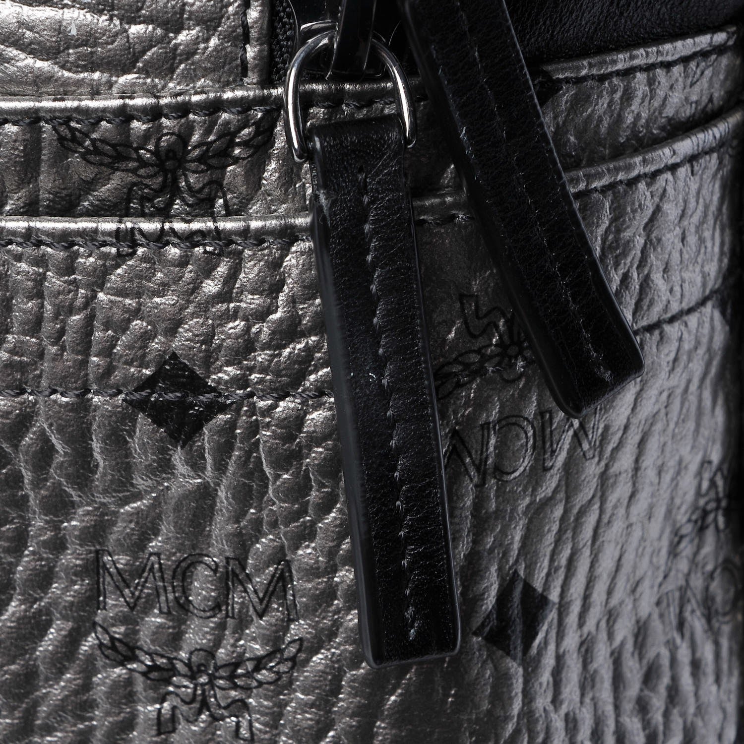 MCM Metallic Visetos Medium Stark Backpack Silver Black 12 of 12