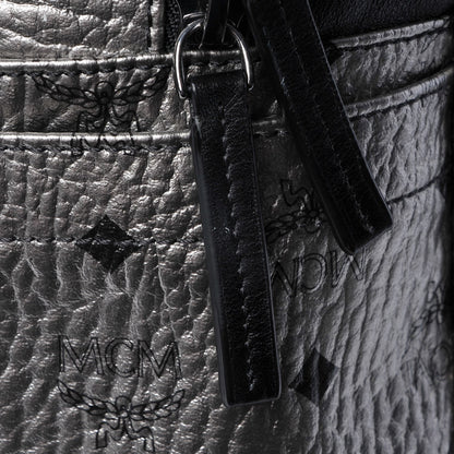 MCM Metallic Visetos Medium Stark Backpack Silver Black 12 of 12