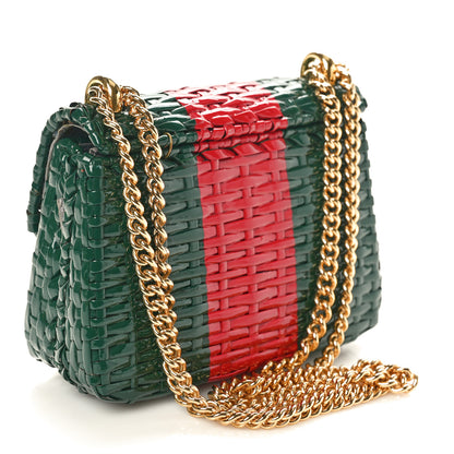 Gucci Glazed Wicker Stripe Mini Cestino Shoulder Bag Green Green 3 of 10