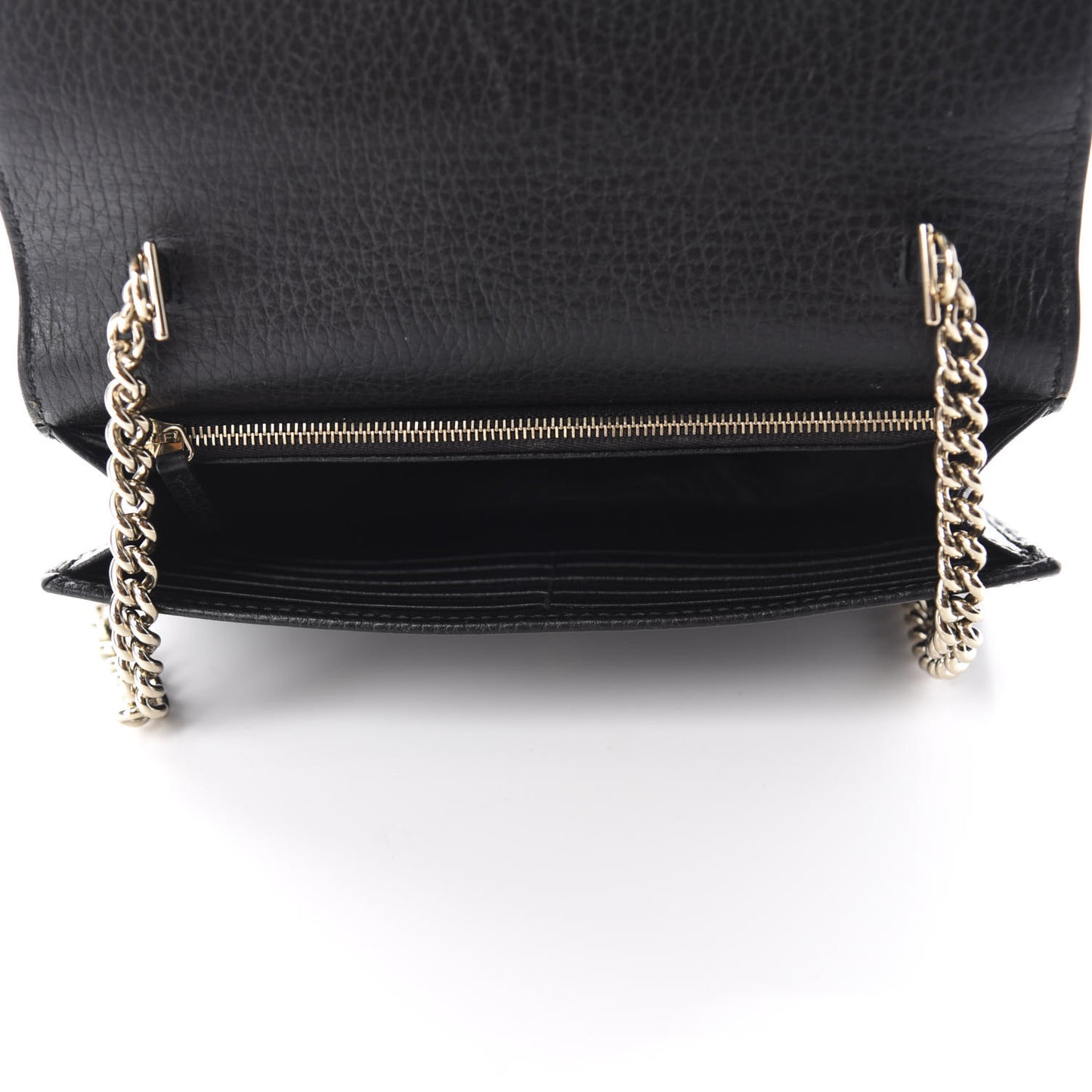 Dollar Calfskin Interlocking G Chain Wallet Black