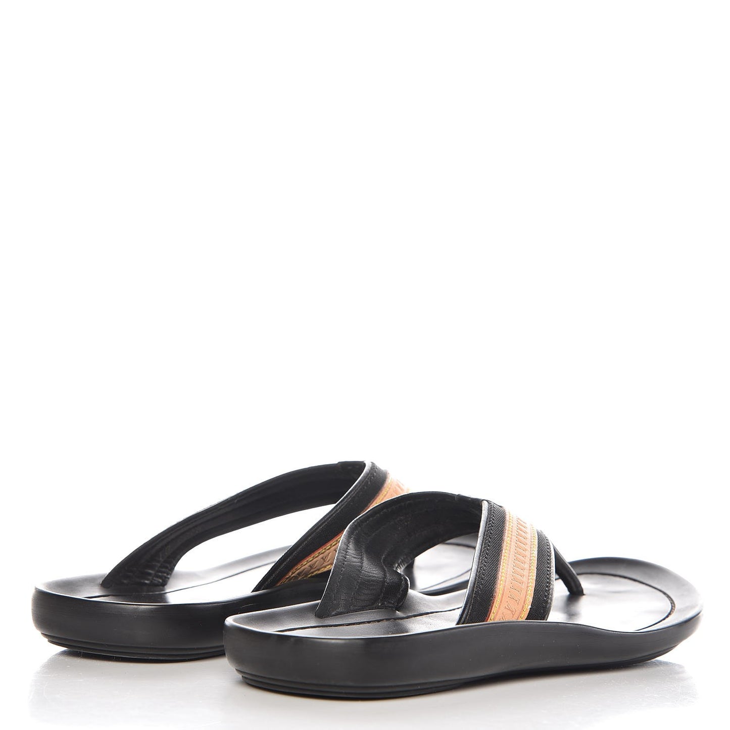 Mens Rubber Canvas Vachetta Thong Sandals 6 Black