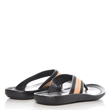 Louis Vuitton Mens Rubber Canvas Vachetta Thong Sandals 6 Black 4 of 10