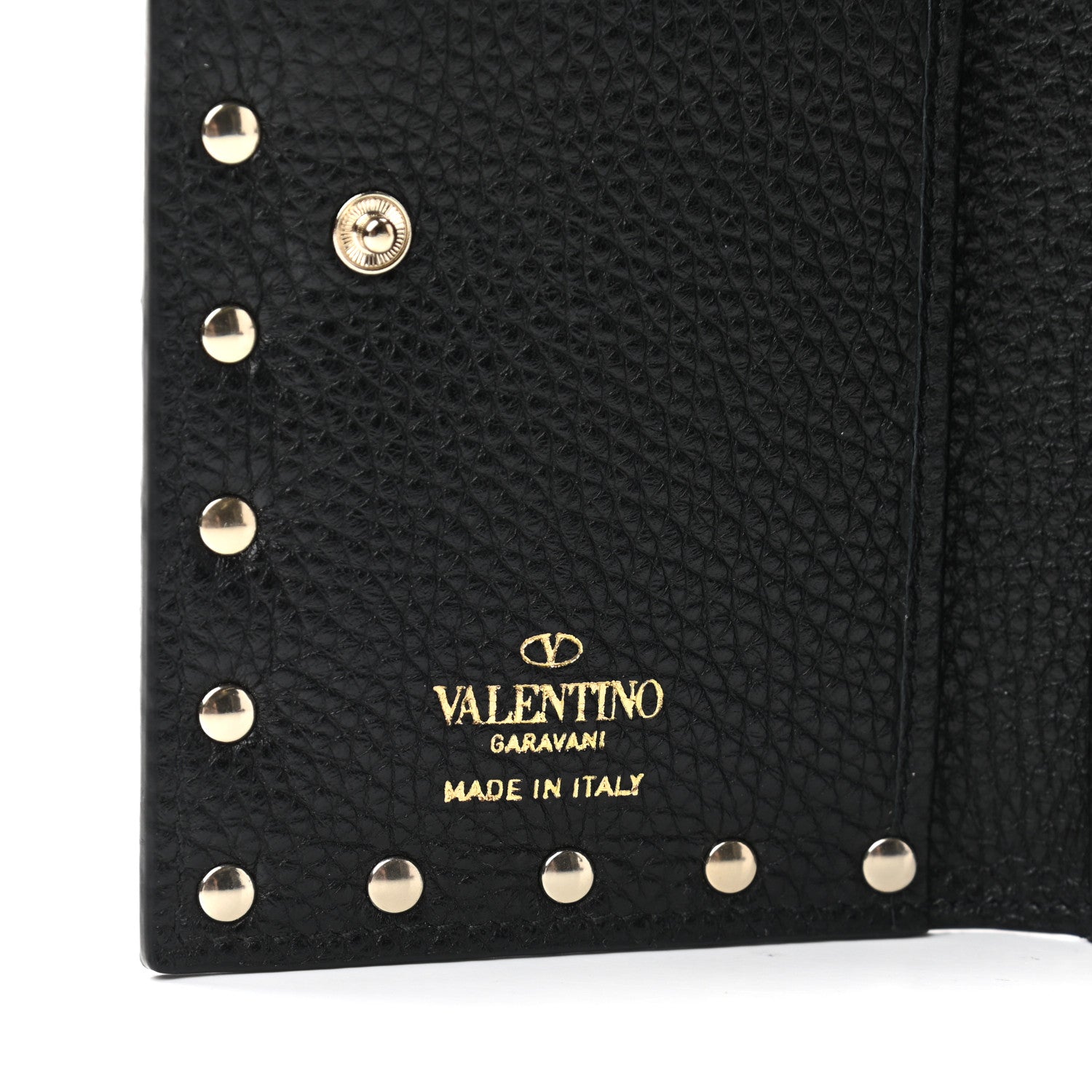 Valentino Garavani Pebbled Calfskin Rockstud Coin Case Card Holder Black 6 of 6