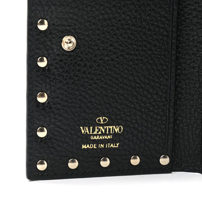 Valentino Garavani Pebbled Calfskin Rockstud Coin Case Card Holder Black 6 of 6