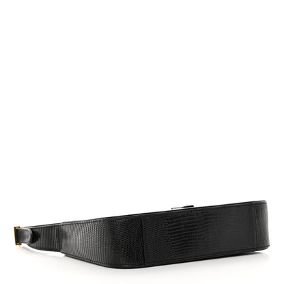 Saint Laurent Calfskin Lizard Embossed LE 5 A 7 Hobo Black 4 of 10