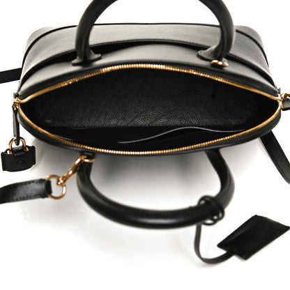 Balenciaga Grained Calfskin Logo S Ville Top Handle Bag Black White 7 of 10