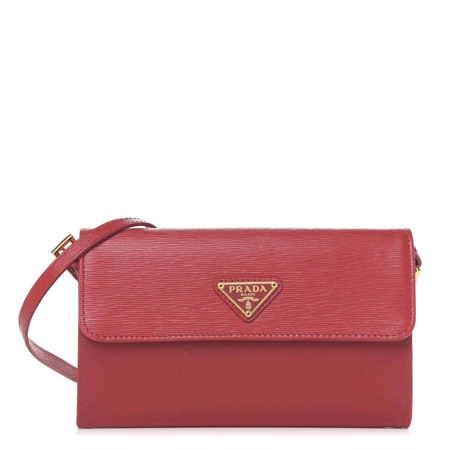 Prada Vitello Move Flap Wallet With Strap Fuoco 1 of 11
