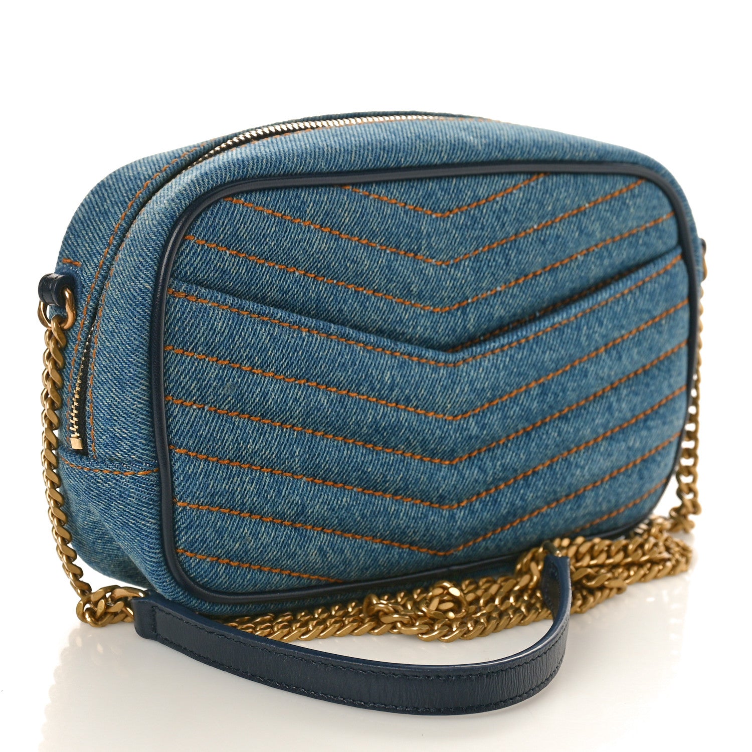 Saint Laurent Denim Matelasse Monogram Mini Lou Camera Bag California Blue 3 of 10