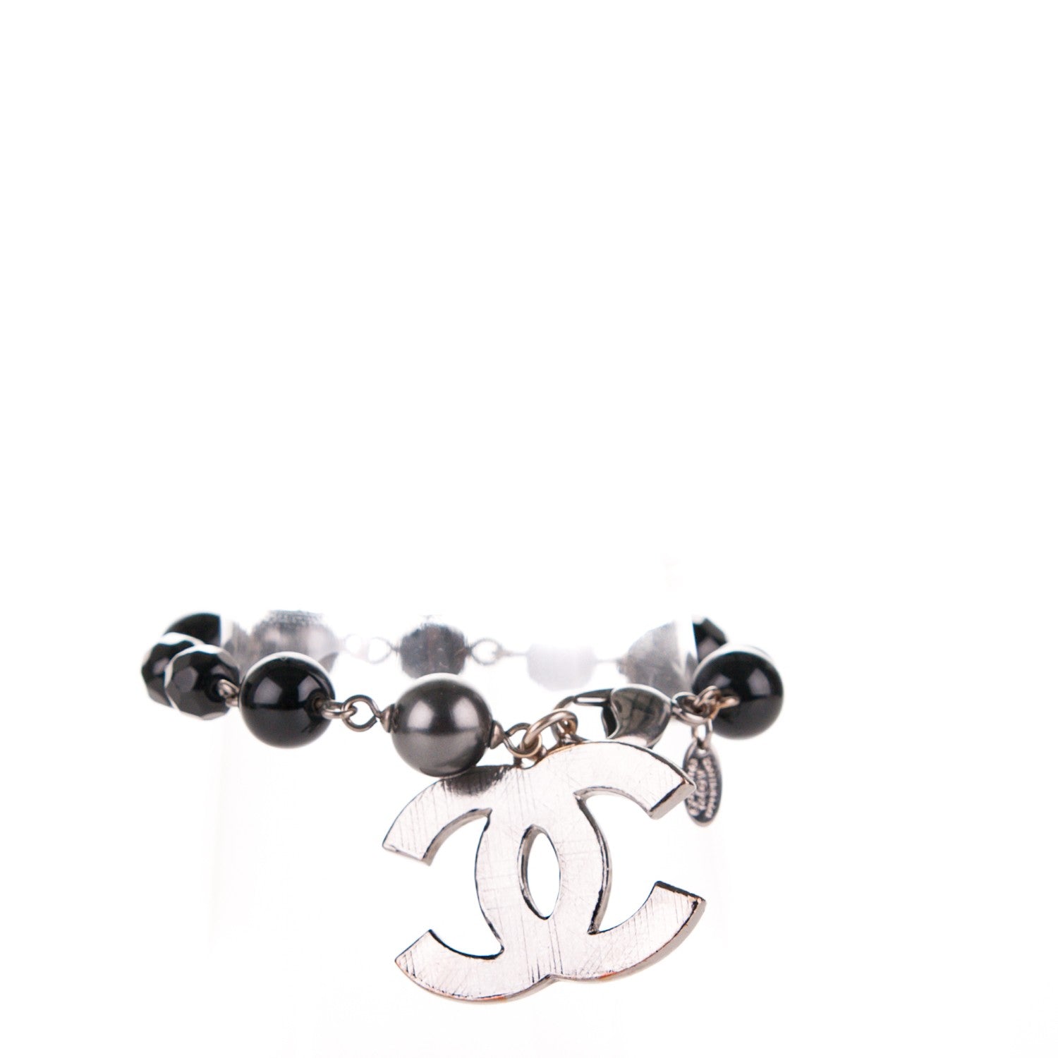 Chanel Ruthenium Beaded CC Bracelet Black 1 of 7