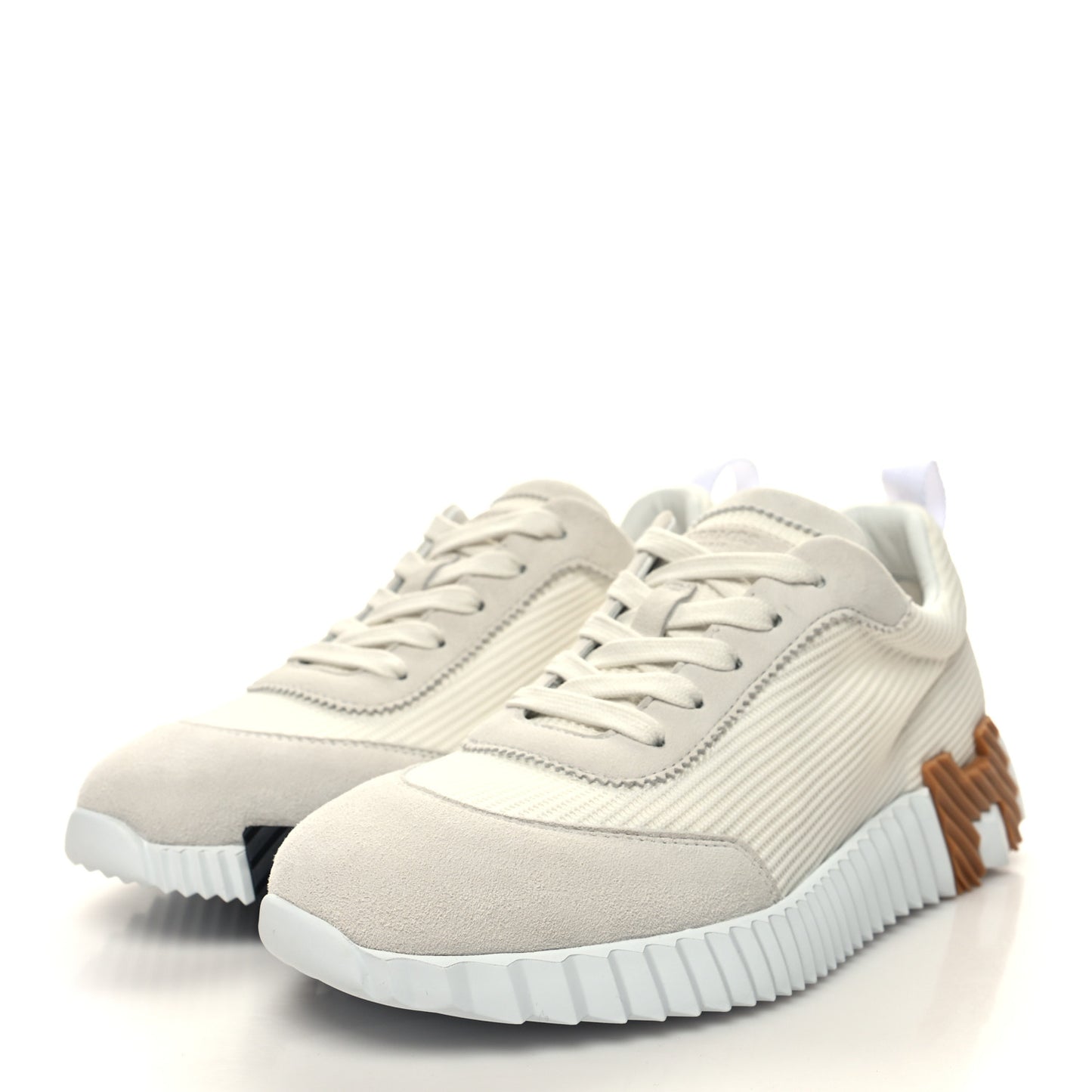 Technical Mesh Suede Goatskin Bouncing Sneakers 37 White