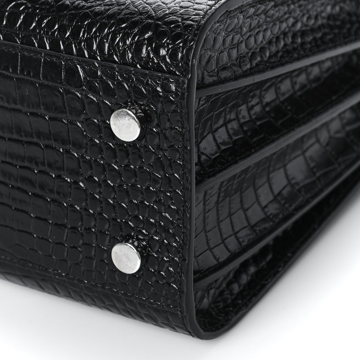 Calfskin Crocodile Embossed Baby Sac De Jour Black