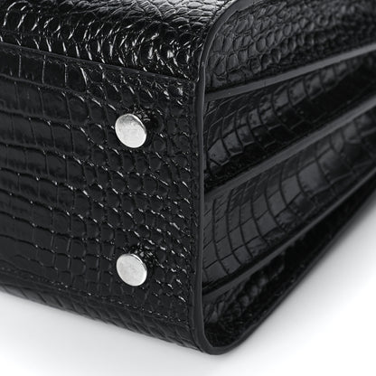 Saint Laurent Calfskin Crocodile Embossed Baby Sac De Jour Black 8 of 18