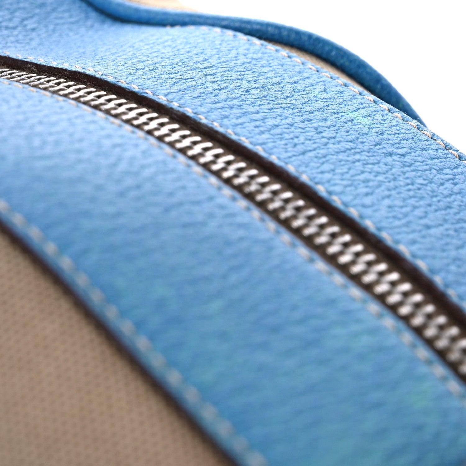 Prada Canvas Calfskin Duffle Beige Blue 15 of 20