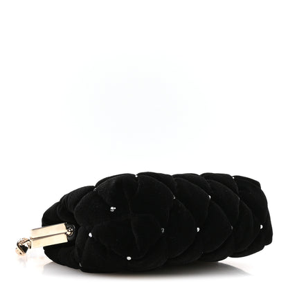 Chanel Velvet Diamante Quilted Kiss Lock Clutch Black 4 of 11