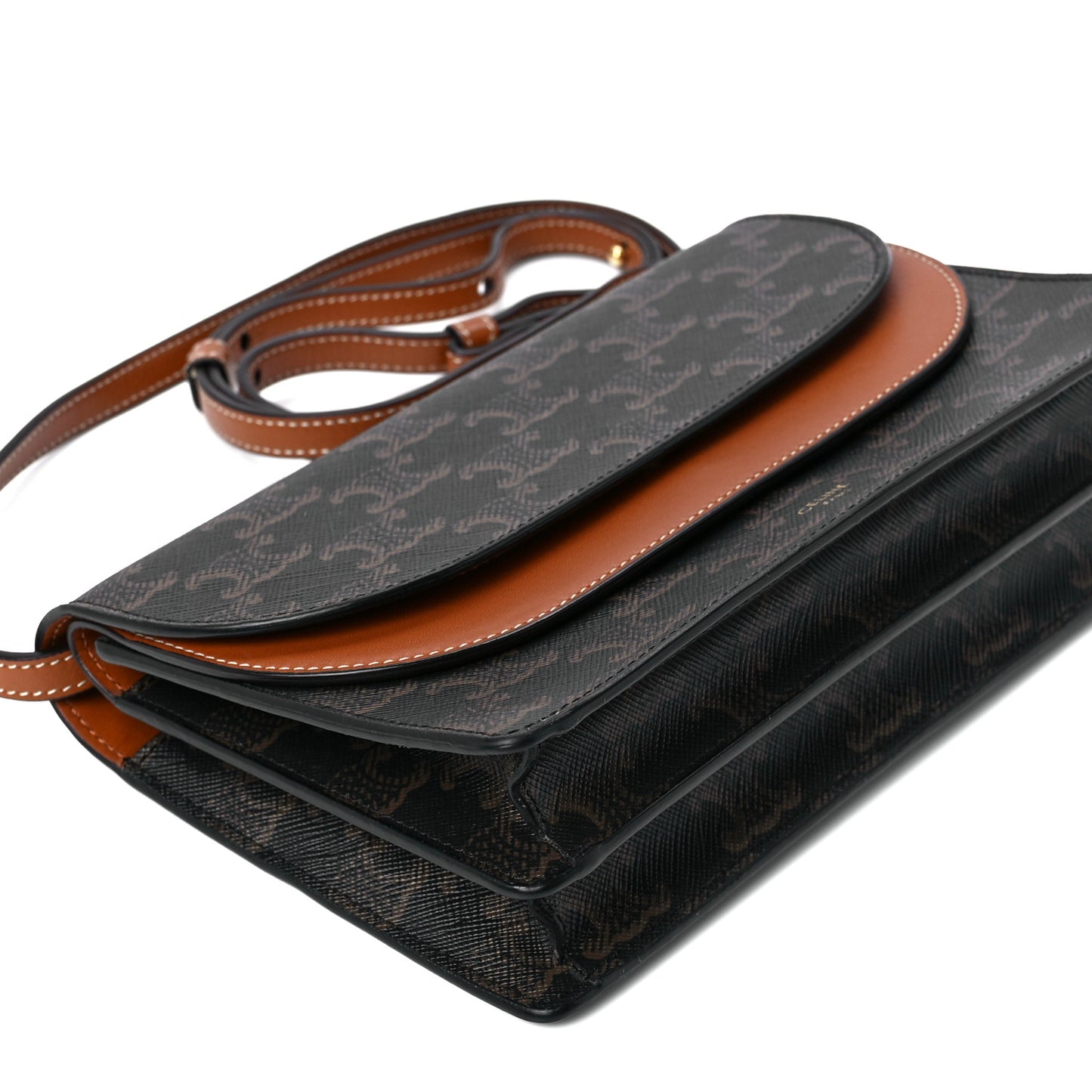 Triomphe Canvas Lambskin Wallet On Strap Tan