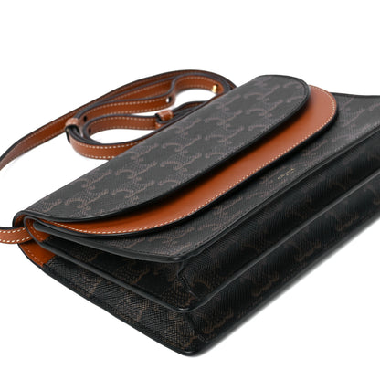 Celine Triomphe Canvas Lambskin Wallet On Strap Tan 12 of 13