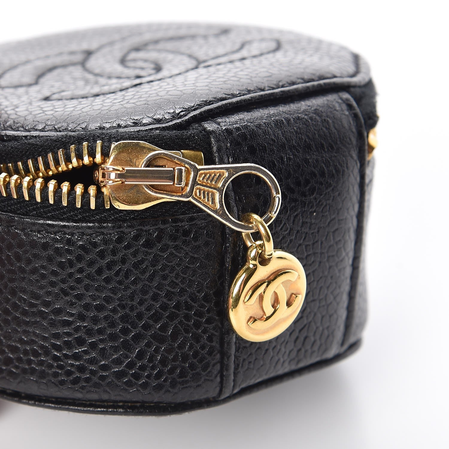 Chanel Caviar Round Jewelry Travel Case Black 11 of 11