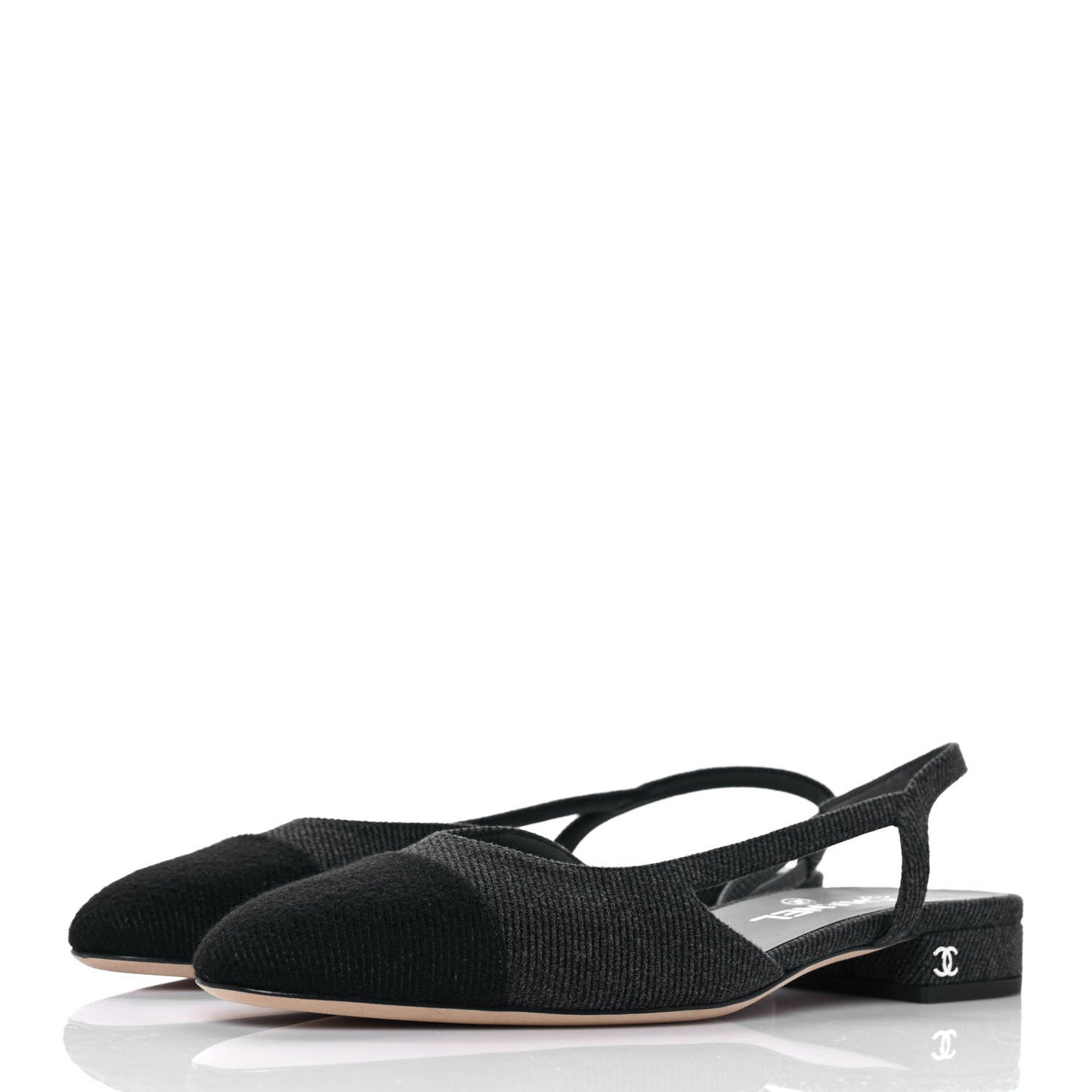 Grosgrain Cap Toe CC Slingback Flats 38 Black