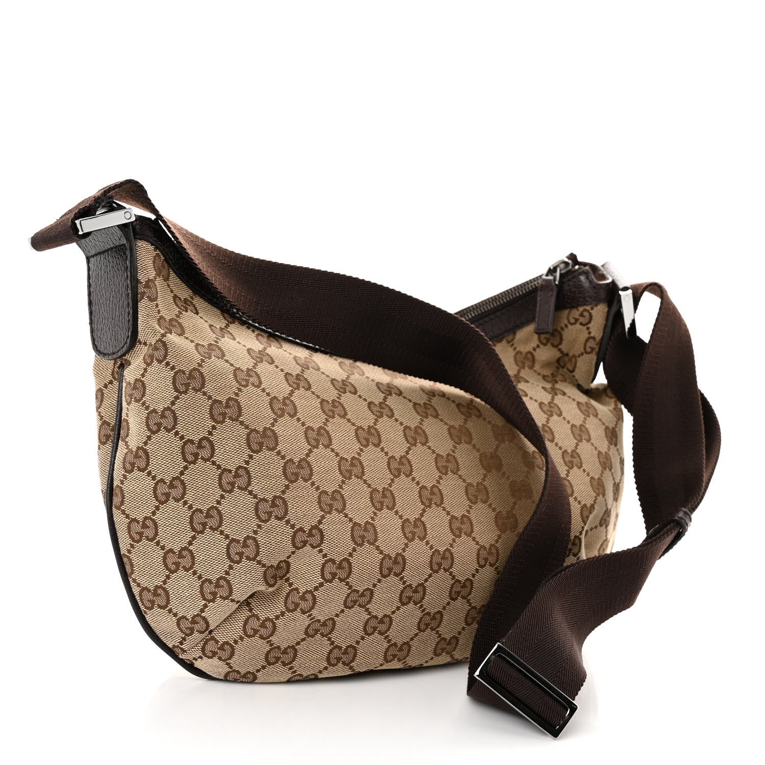 Gucci Monogram Medium Half Moon Hobo Dark Brown 3 of 9
