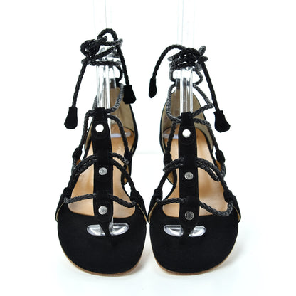 Hermes Suede Gladiator Wrap Sandals 38 Black 5 of 11