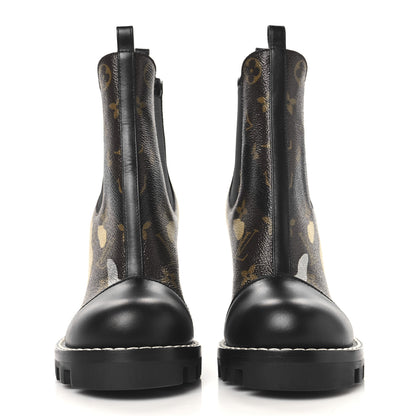 Louis Vuitton X LOL Patent Calfskin Monogram Star Trail Chelsea Ankle Boots 36 Gold Silver 3 of 9