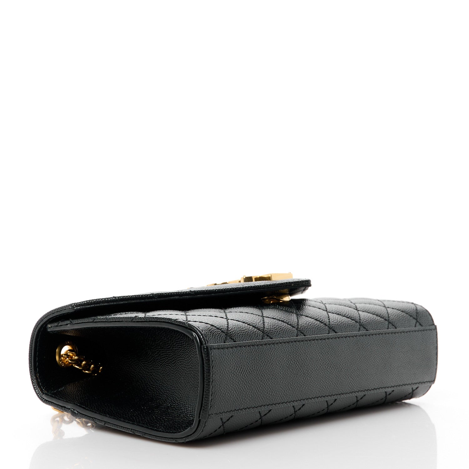 Saint Laurent Grain De Poudre Textured Mixed Matelasse Triquilt Small Monogram Satchel Black 4 of 11