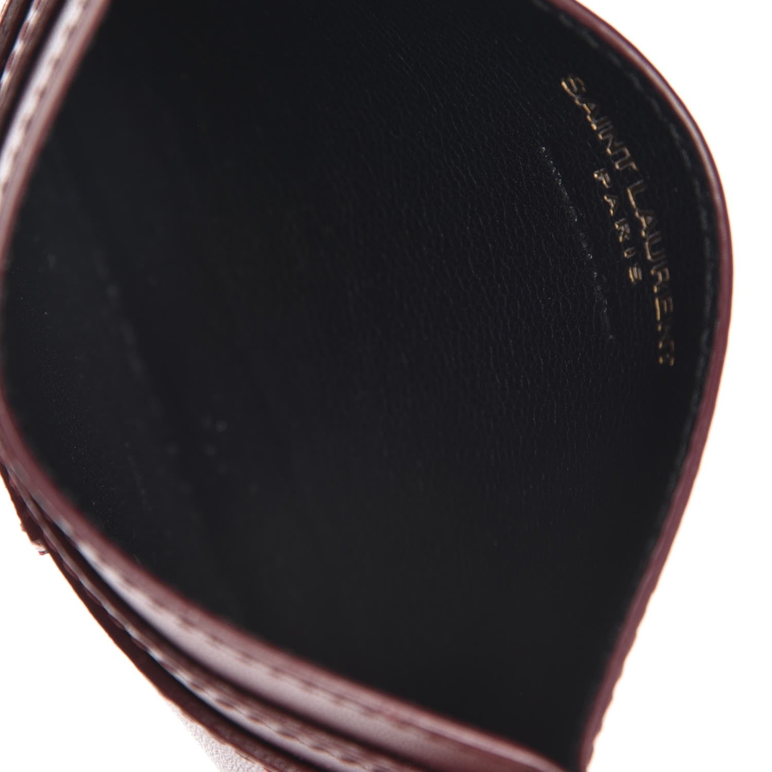 Saint Laurent Calfskin Monogram Credit Card Case Dark Red 5 of 8