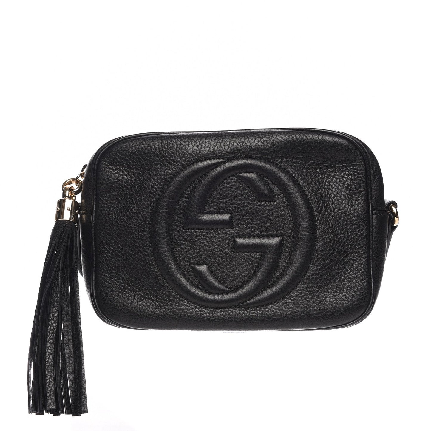 Pebbled Calfskin Small Soho Disco Bag Black