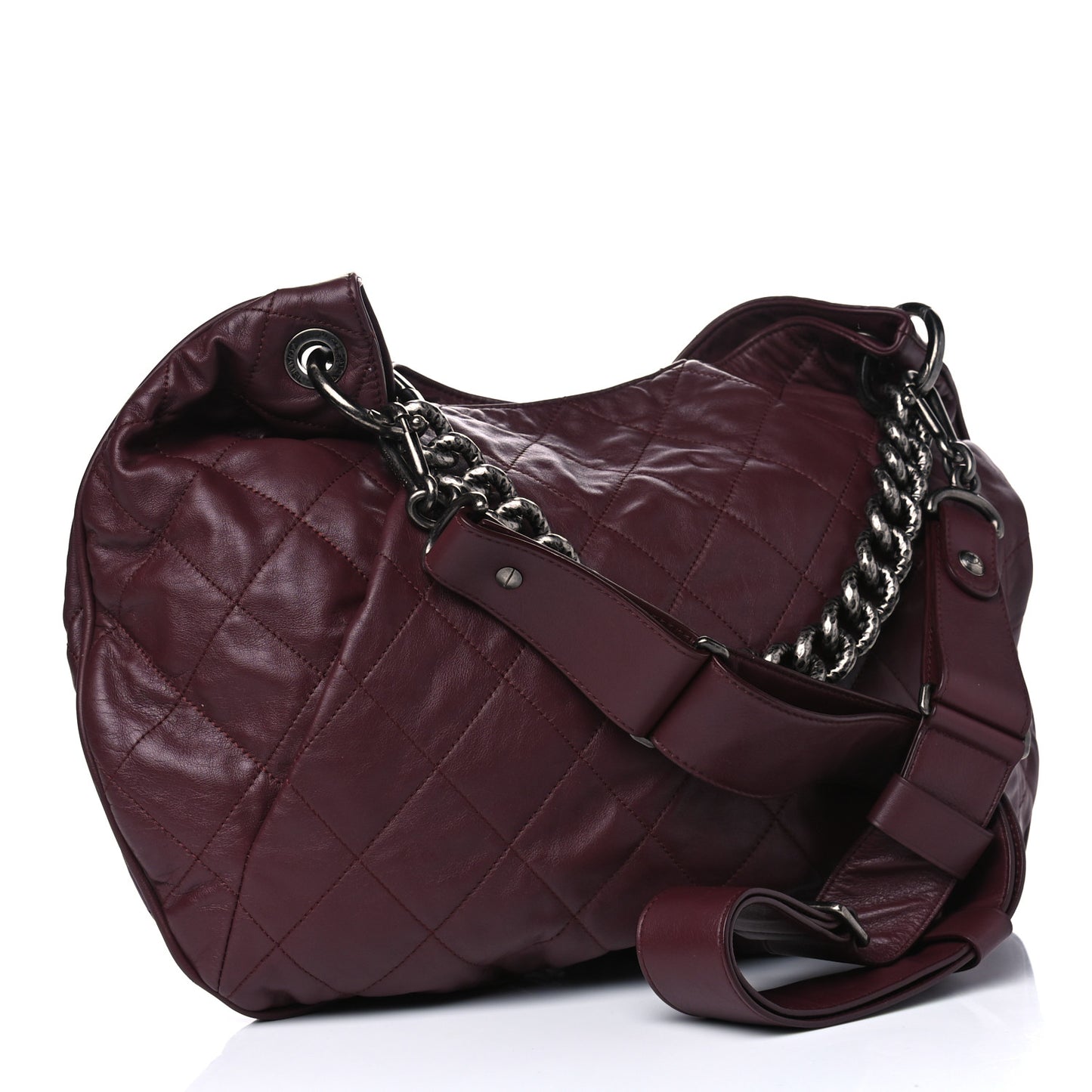 Calfskin Coco Pleats Hobo Burgundy